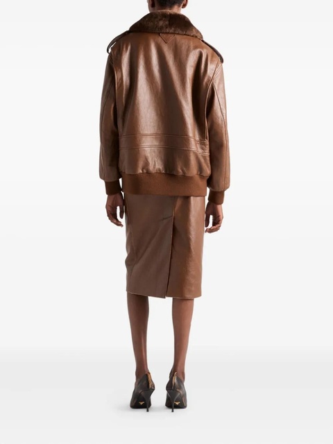 Prada leather pencil skirt - Brown - zdjęcie produktu nr 2