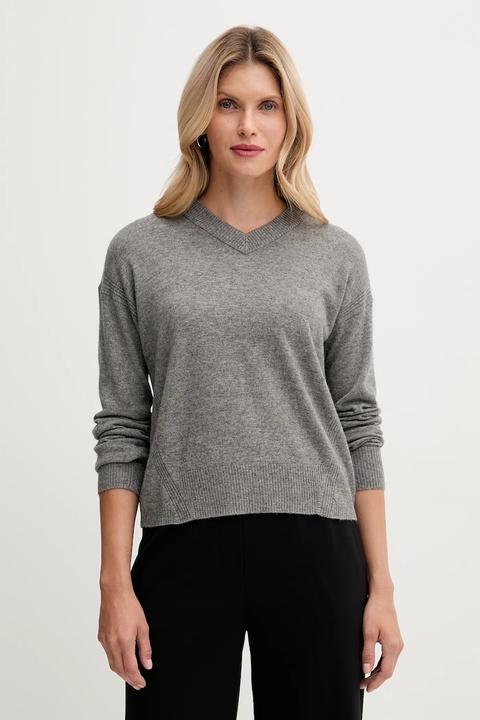 United Colors of Benetton sweter z dodatkiem wełny damski kolor szary lekki 102HD4032 - zdjęcie produktu nr 1