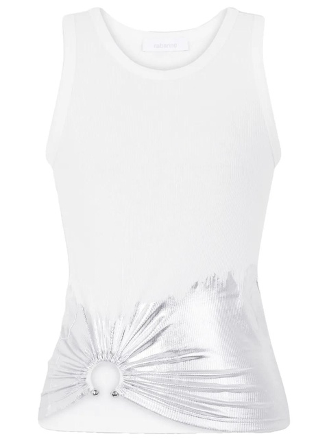 Rabanne piercing-appliqué ribbed tank top - White - zdjęcie produktu nr 1