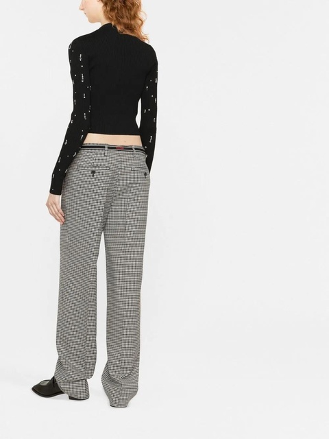 Miu Miu gingham-check straight-leg trousers - Black - zdjęcie produktu nr 2