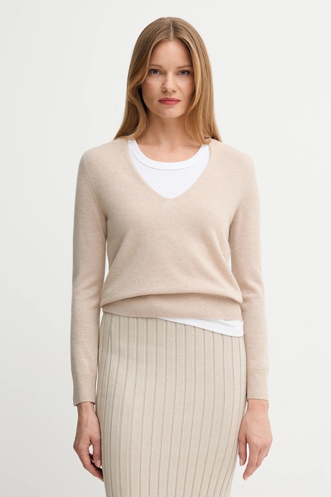 United Colors of Benetton sweter wełniany damski kolor beżowy lekki 1002D401Y - zdjęcie produktu nr 1