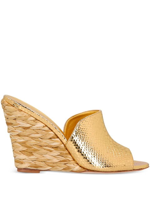Paris Texas 100mm leather open-toe mules - Gold - zdjęcie produktu nr 1