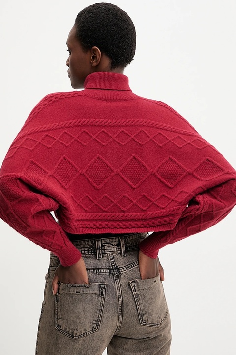 Answear.LAB sweter z kaszmirem damski kolor czerwony ciepły z golfem - zdjęcie produktu nr 1