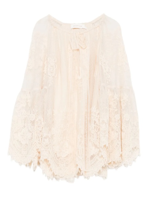 ZIMMERMANN lace-trimmed bell-sleeve blouse - Neutrals - zdjęcie produktu nr 1