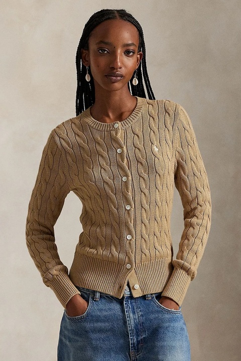 Polo Ralph Lauren kardigan bawełniany damski kolor brązowy 211971868 - zdjęcie produktu nr 1