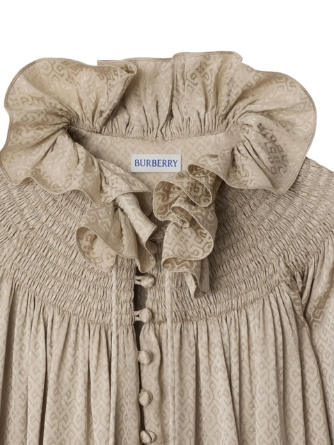 Burberry geometric-pattern ruffled-collar blouse - Neutrals - zdjęcie produktu nr 1
