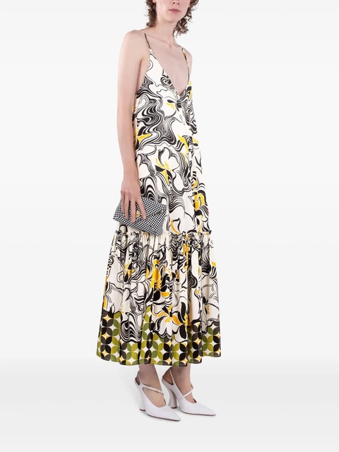 DRIES VAN NOTEN ruffled swirl-print dress - Neutrals - zdjęcie produktu nr 2