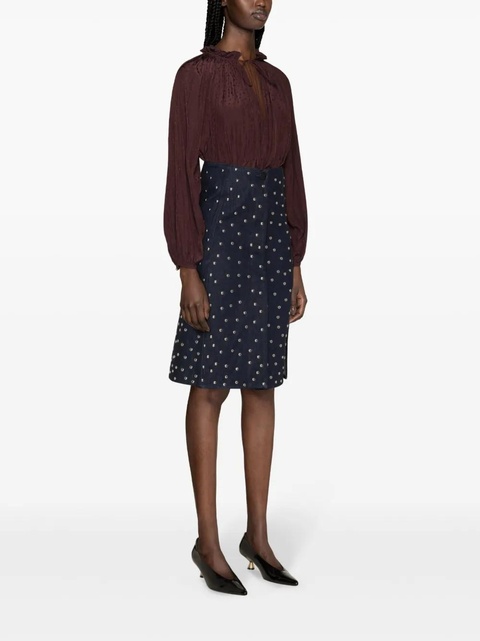 Lanvin ruffle-detailed flared blouse - Brown - zdjęcie produktu nr 2