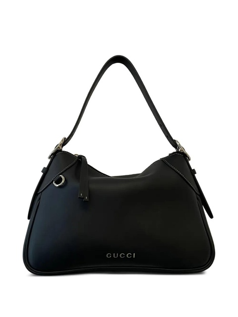 Gucci medium GG Emblem buckle-detail leather shoulder bag - Black - zdjęcie produktu nr 2