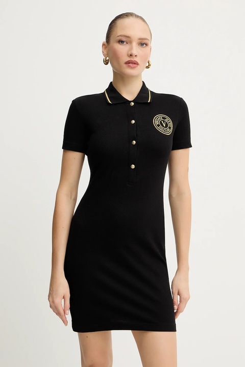 Versace Jeans Couture sukienka bawełniana kolor czarny mini prosta 79HAOT01 CJ01T - zdjęcie produktu nr 1