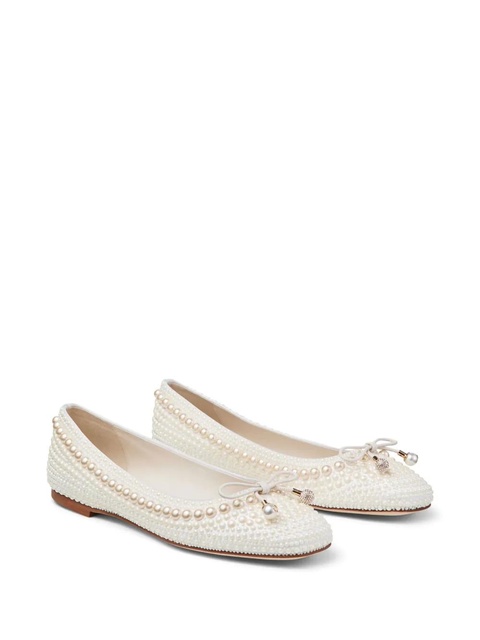 Jimmy Choo Elme pearl-embellished ballerina shoes - White - zdjęcie produktu nr 1