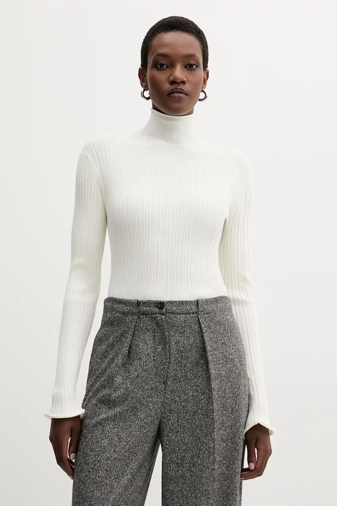 Marella sweter damski kolor beżowy lekki z golfem 2523366092200 - zdjęcie produktu nr 1
