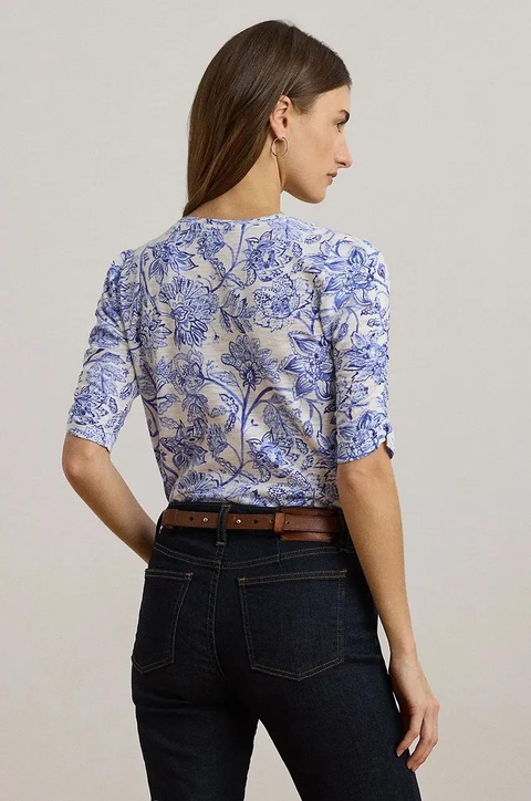 Lauren Ralph Lauren t-shirt bawełniany damski kolor niebieski 200971025 - zdjęcie produktu nr 2