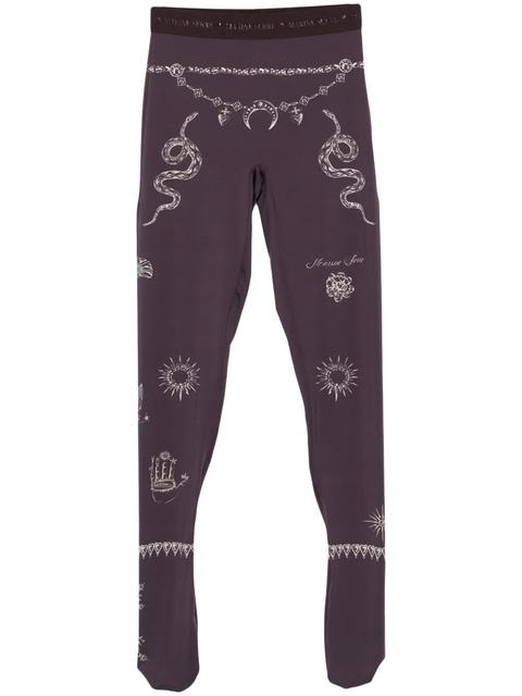 Marine Serre tattoo-printed jersey tights - Brown - zdjęcie produktu nr 1