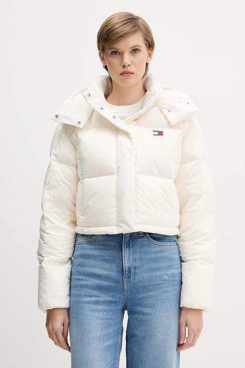 Tommy Jeans kurtka puchowa kolor beżowy zimowa oversize DW0DW21624 - zdjęcie produktu nr 2