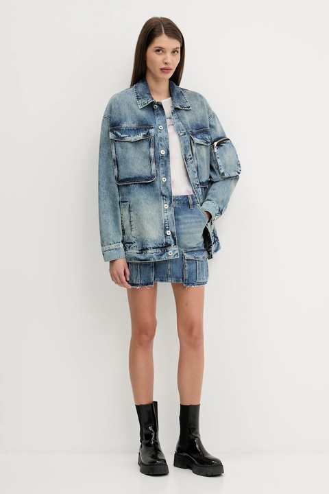 Karl Lagerfeld Jeans kurtka jeansowa kolor niebieski przejściowa oversize A3W14011 - zdjęcie produktu nr 2