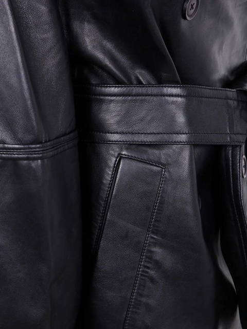 Róhe belted double-breasted leather jacket - Black - zdjęcie produktu nr 2