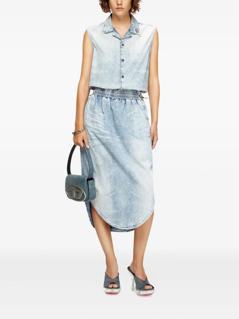 Diesel DE-Ashley-S elastic-waistband curved-hem midi skirt - Blue - zdjęcie produktu nr 2
