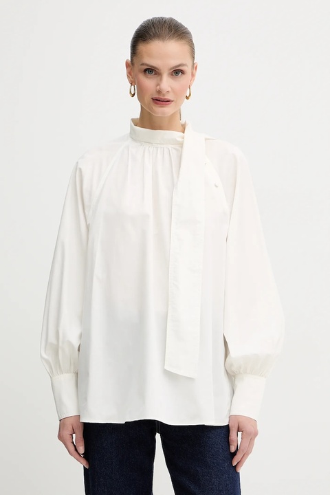 Weekend Max Mara bluzka bawełniana BURGOS damska kolor beżowy gładka 2525116013600 - zdjęcie produktu nr 1