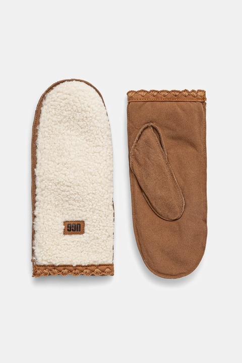 UGG rękawiczki zamszowe kolor beżowy 101031 - zdjęcie produktu nr 1
