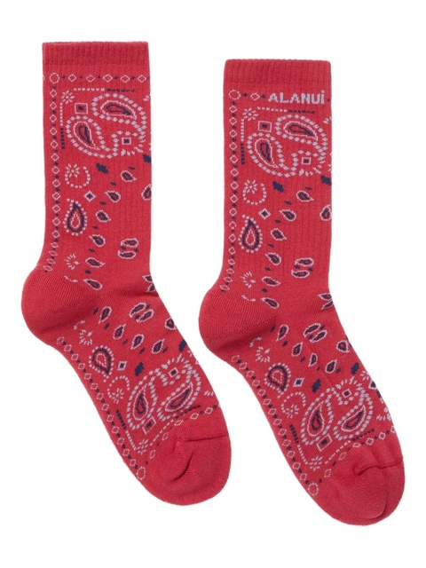 Alanui bandana-intarsia socks - Red - zdjęcie produktu nr 1