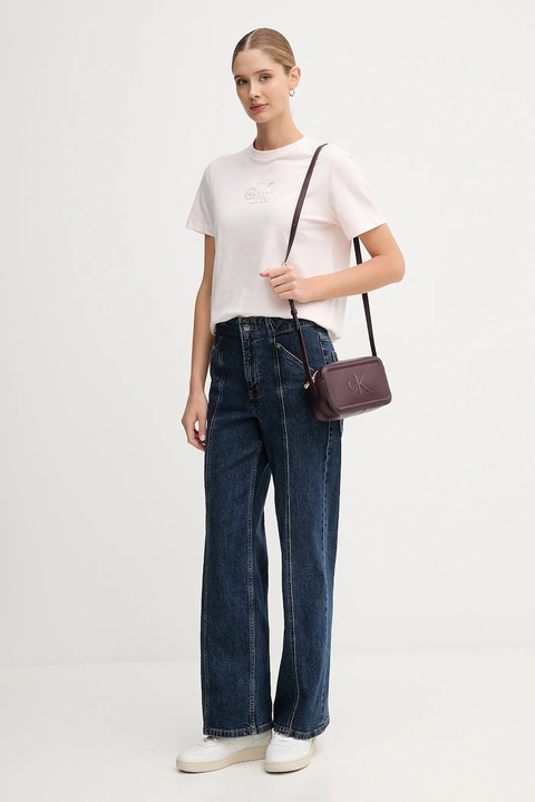 Calvin Klein Jeans t-shirt bawełniany damski kolor różowy LV047D873G - zdjęcie produktu nr 2