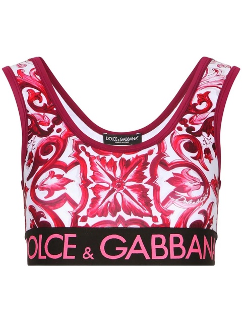 Dolce & Gabbana Majolica-print cropped top - Pink - zdjęcie produktu nr 1