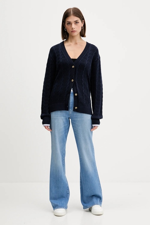 Tommy Jeans kardigan bawełniany damski kolor granatowy lekki DW0DW21681 - zdjęcie produktu nr 1