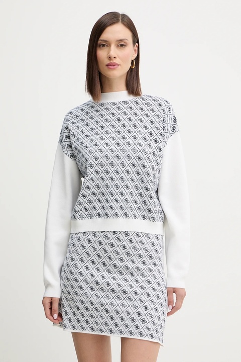 Guess sweter z domieszką wełny AUBREY damski kolor beżowy z półgolfem W5BR23 Z3JD2 - zdjęcie produktu nr 1