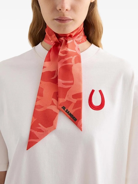Jil Sander horse-print logo bandeau scarf - Red - zdjęcie produktu nr 1