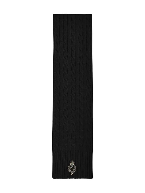 Lauren Ralph Lauren logo-embroidered cable-knit scarf - Black - zdjęcie produktu nr 1