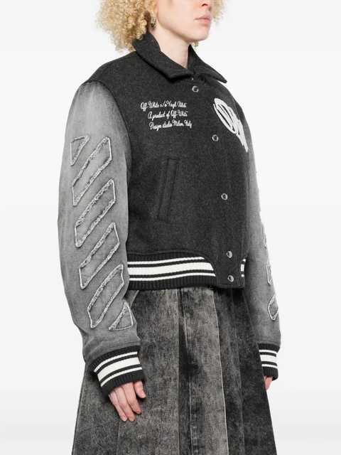 Off-White varsity-style bomber jacket - Black - zdjęcie produktu nr 2