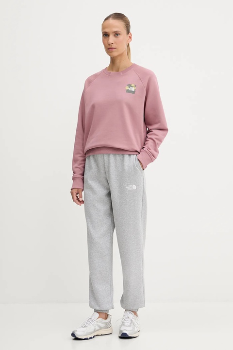 The North Face bluza bawełniana Connect Relaxed damska kolor różowy z nadrukiem NF0A8E4JHCS1 - zdjęcie produktu nr 2