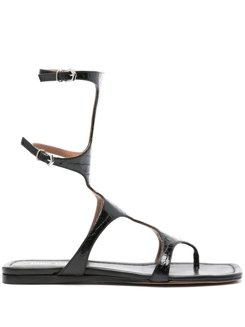Paris Texas crocodile-effect flat sandals - Black - zdjęcie produktu nr 1