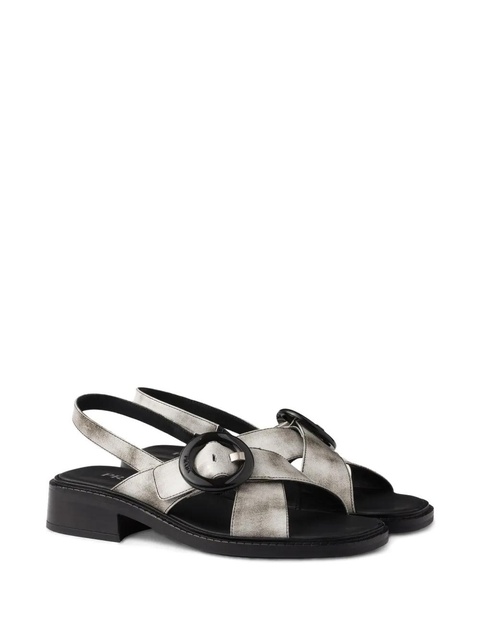 Prada brushed-finish leather sandals - White - zdjęcie produktu nr 2