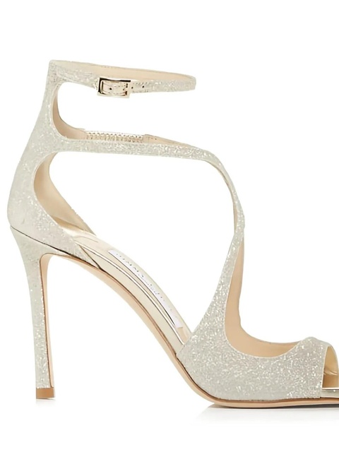 Jimmy Choo 95mm Azia glittered buckled sandals - Silver - zdjęcie produktu nr 2