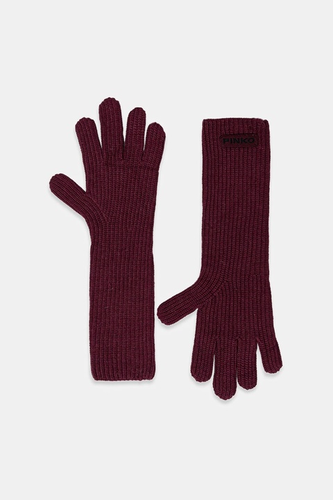 Pinko rękawiczki z dodatkiem wełny damskie kolor bordowy 105997 A2Z4 - zdjęcie produktu nr 1