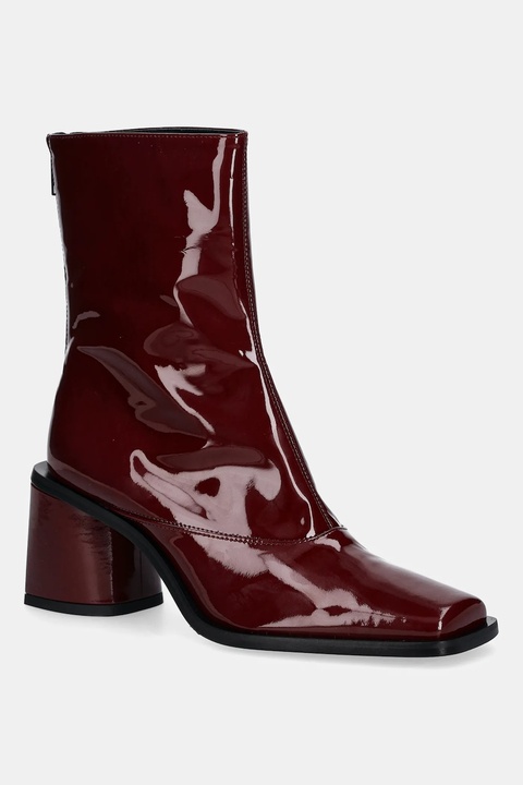 Kenzo botki skórzane Kimi Ankle Boots damskie kolor bordowy na słupku FF62BT120L69.22 - zdjęcie produktu nr 1