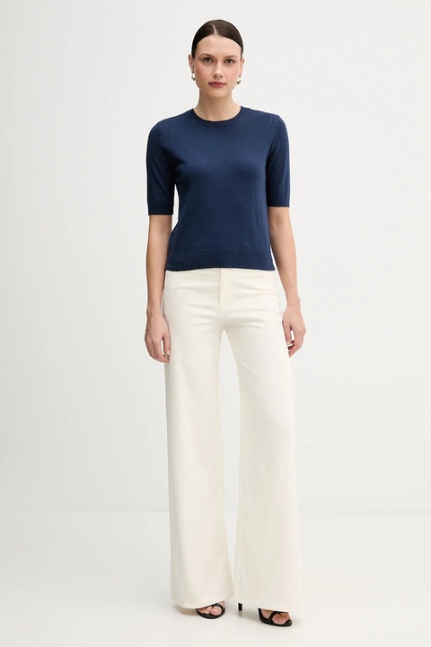 Sisley sweter z dodatkiem wełny damski kolor granatowy lekki 1SBXM106L - zdjęcie produktu nr 2