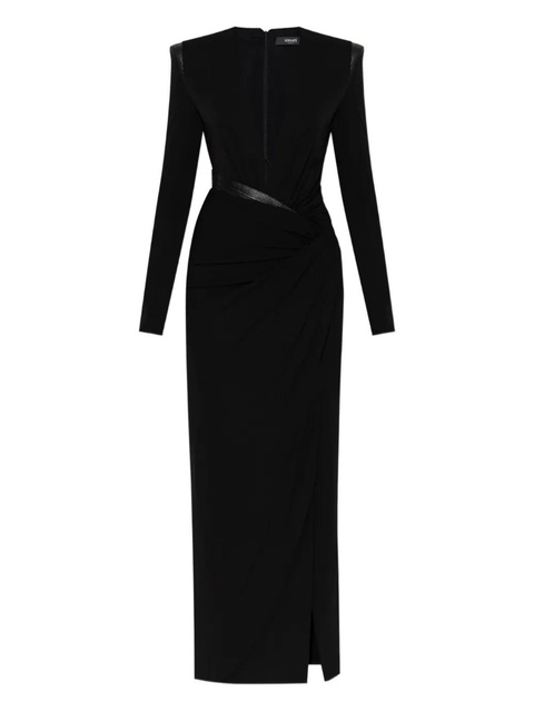 Versace shoulder-pad slit maxi dress - Black - zdjęcie produktu nr 1