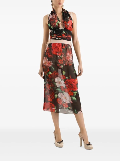 Dolce & Gabbana floral-print midi skirt - Black - zdjęcie produktu nr 2