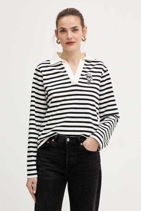 Karl Lagerfeld longsleeve bawełniany kolor czarny A4W17081 - zdjęcie produktu nr 1