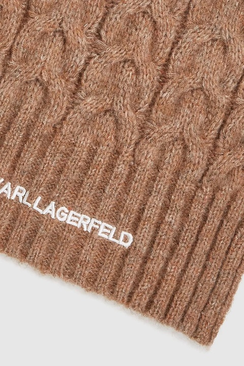 Karl Lagerfeld szalik z domieszką wełny damski kolor beżowy gładki A4W33029 - zdjęcie produktu nr 2