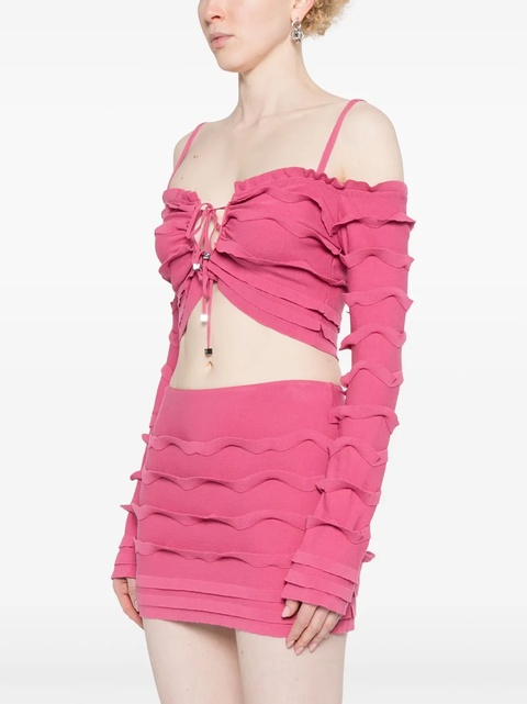 Blumarine ruffled cropped cardigan - Pink - zdjęcie produktu nr 1