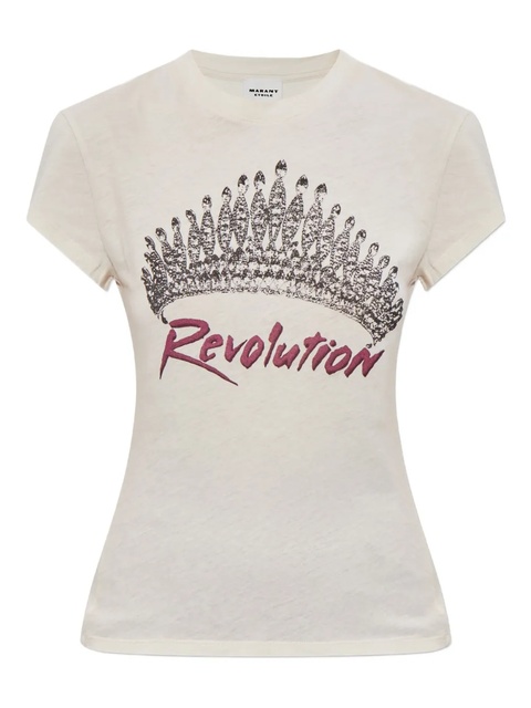 MARANT ÉTOILE crown print T-shirt - Neutrals - zdjęcie produktu nr 1