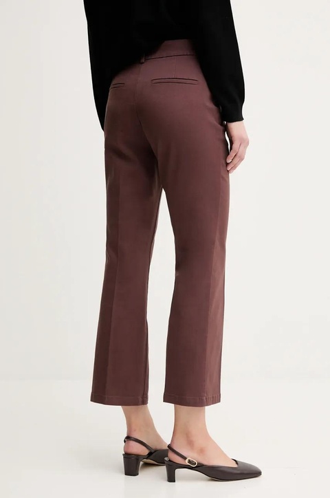 Sisley spodnie damskie kolor brązowy proste medium waist - zdjęcie produktu nr 2