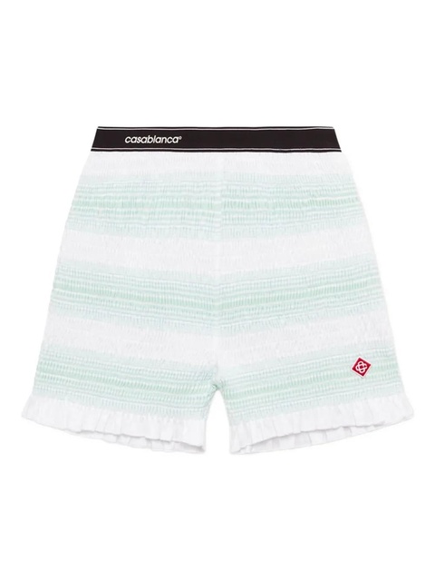 Casablanca striped ruffled-trim track shorts - White - zdjęcie produktu nr 1