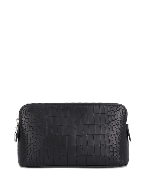 Longchamp crocodile-embossed zip clutch bag - Black - zdjęcie produktu nr 1