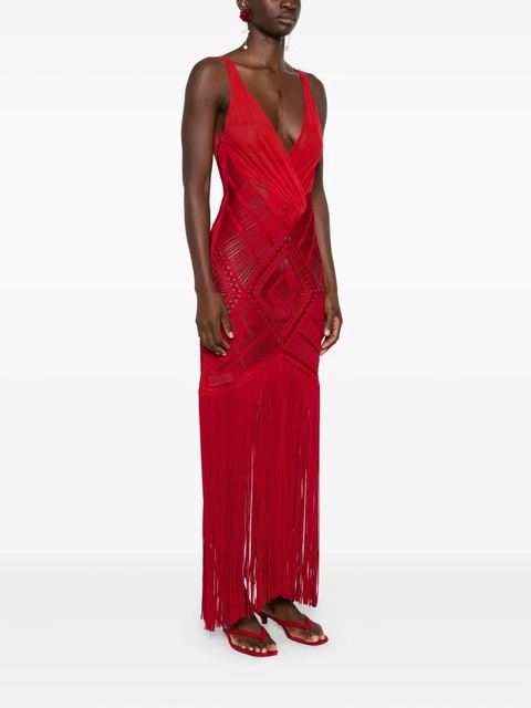 The Attico fringed midi dress - Red - zdjęcie produktu nr 2