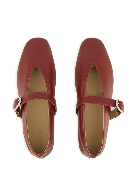 Le Monde Beryl Stella buckle-strap leather ballet flats - Red - zdjęcie produktu nr 2